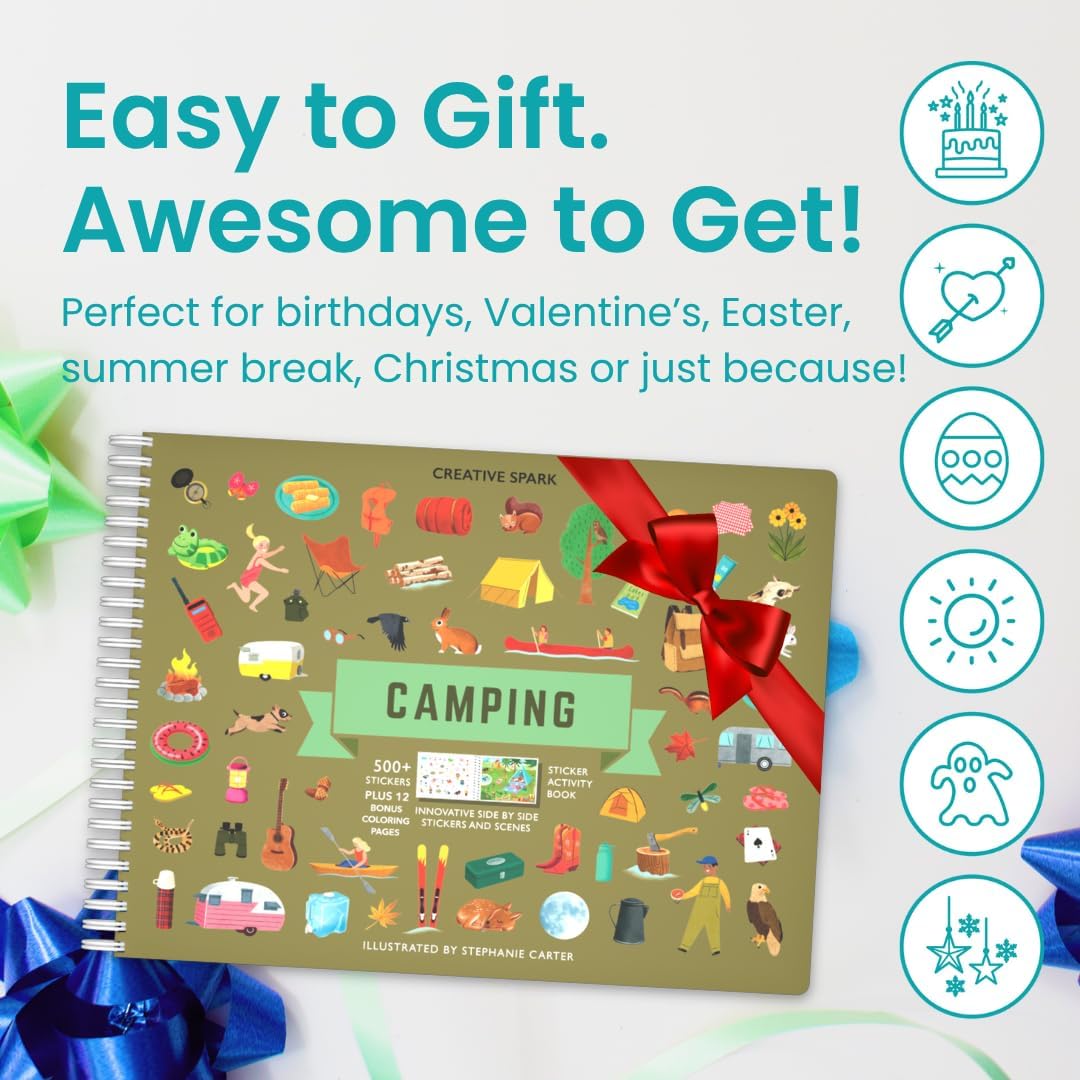 Cupkin camping sticker book travel activity page, portable entertainment for trips