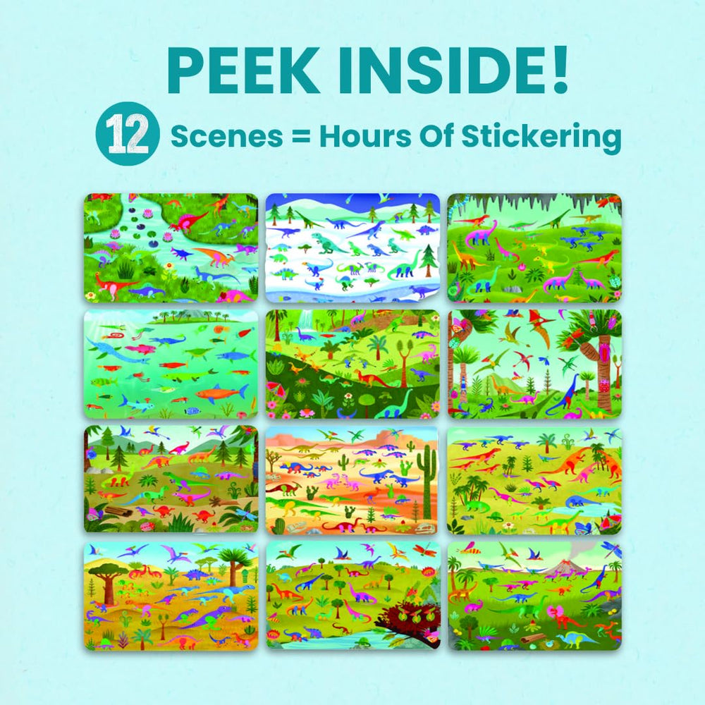 Cupkin Dinosaur Sticker Book spiral-binding enables easy flipping and extended play.