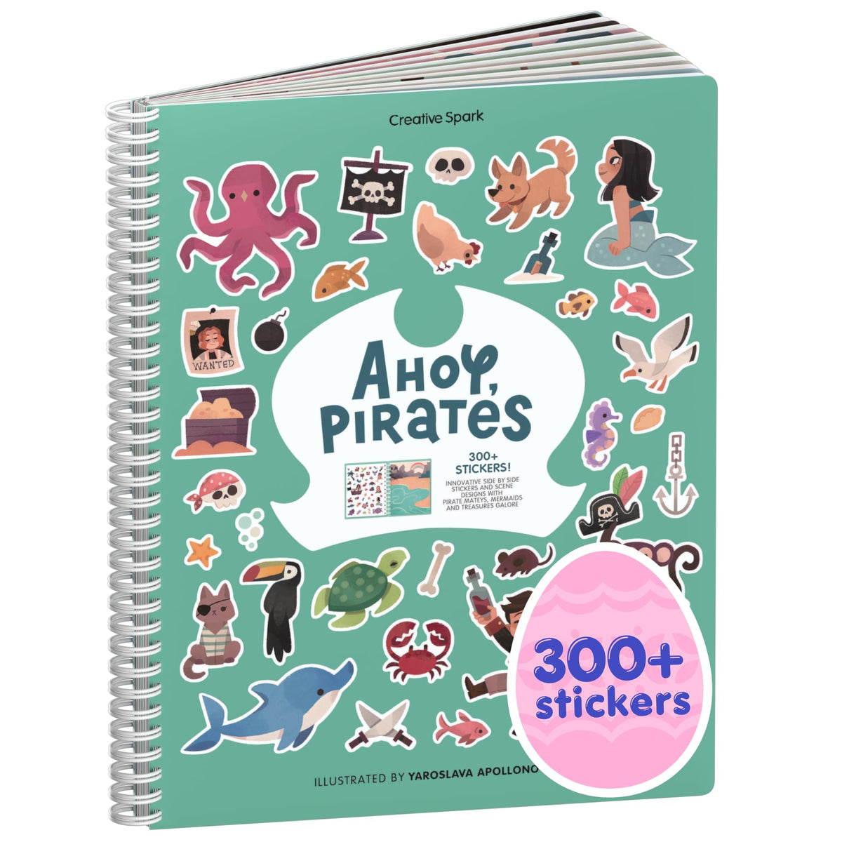 Cupkin Pirate Sticker Book scene with ships boosts imaginative play