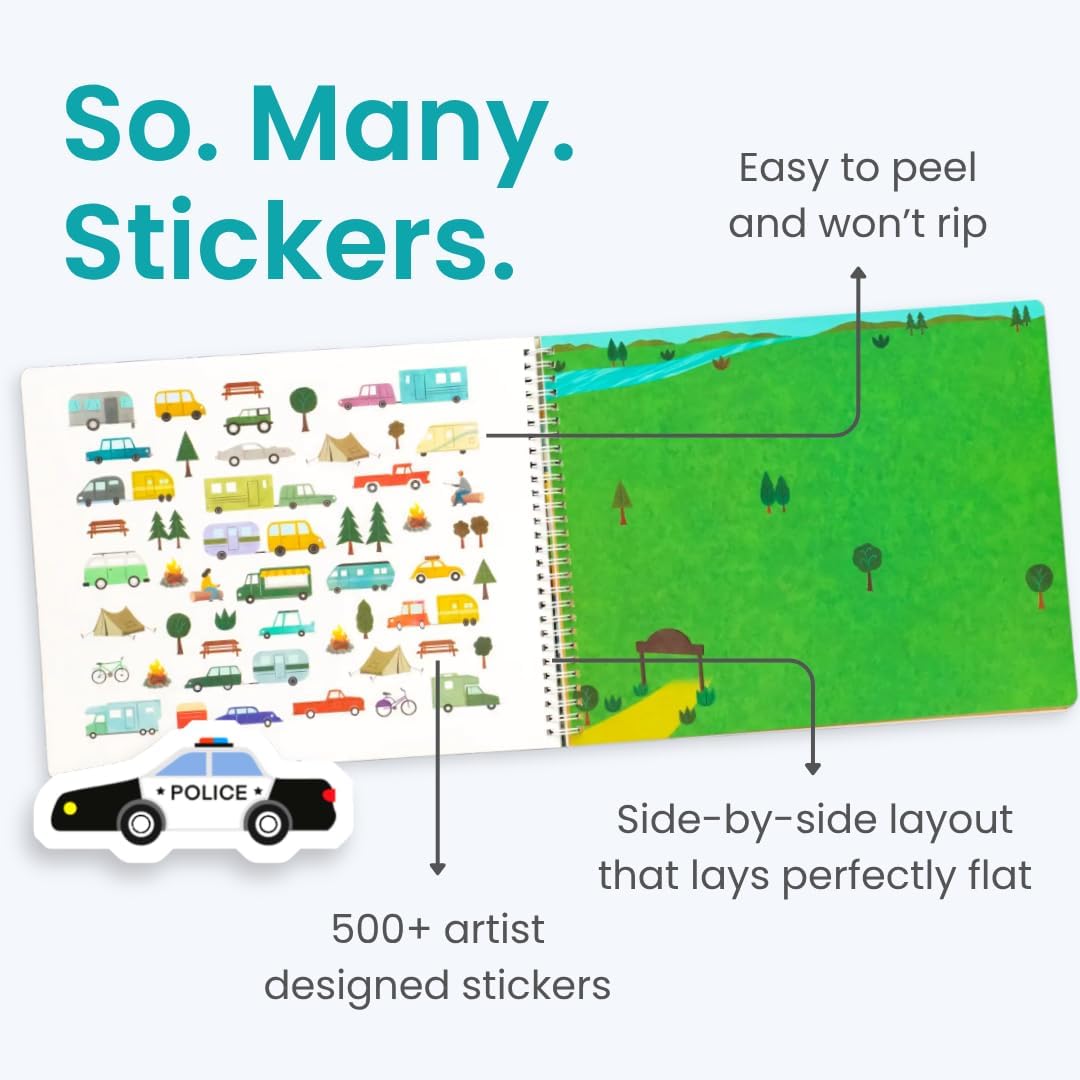 Cupkin transport sticker scene promoting hands-on play and coordination.