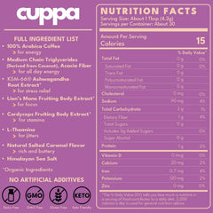 Cuppa Healthy Coffee bag packaging highlights convenience and adaptogens for daily use