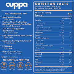 Cuppa Healthy Coffee French Vanilla packaging highlights a premium blend for daily use.