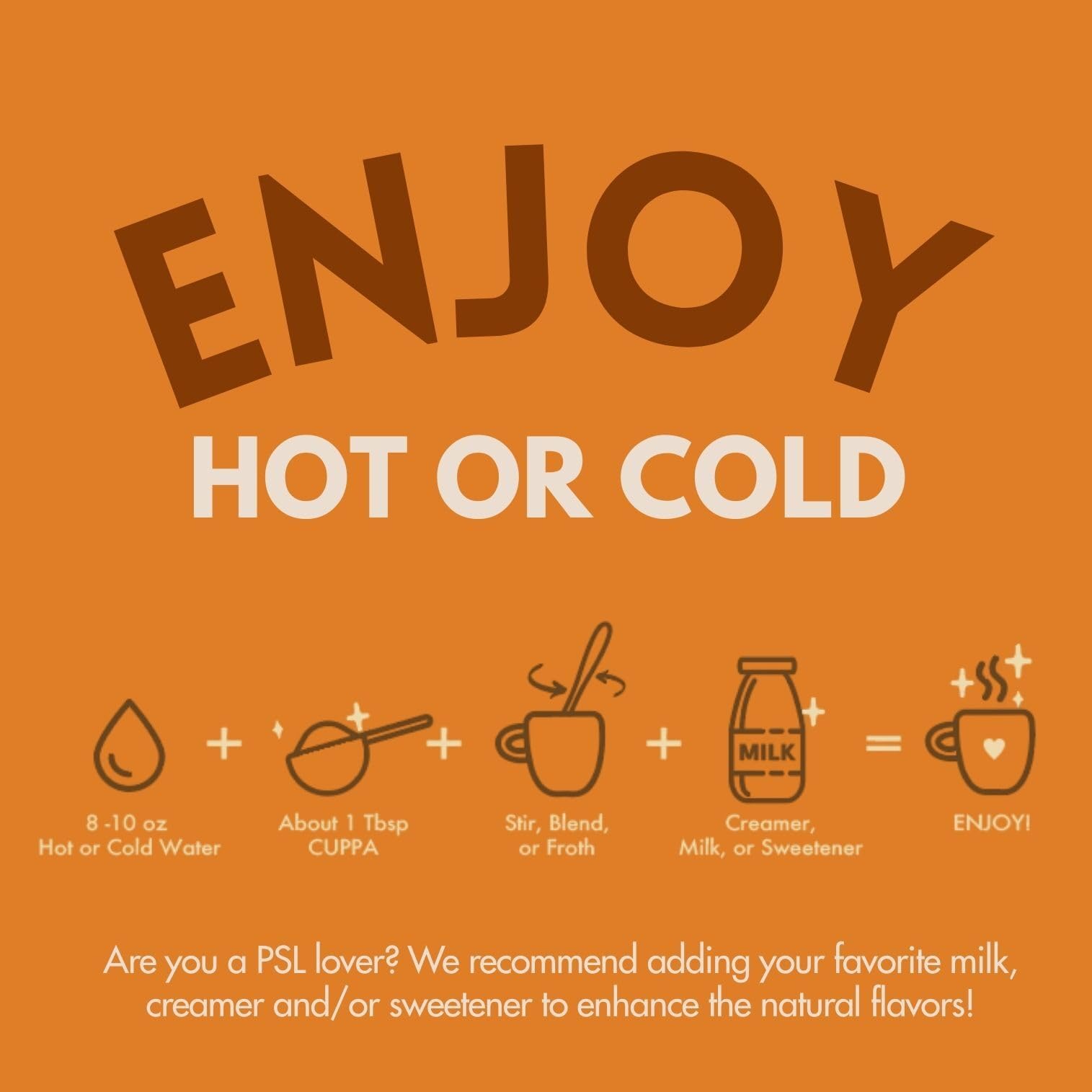 Cuppa Healthy Coffee packaging label highlights adaptogens and 30 servings