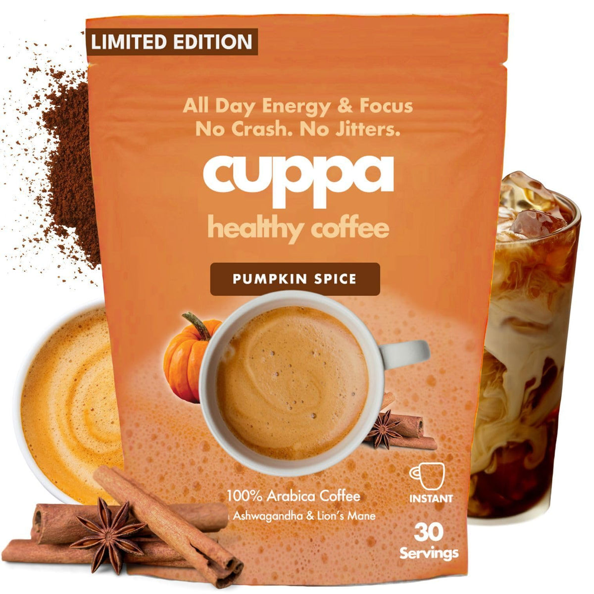 Cuppa Healthy Coffee pumpkin spice mushroom coffee bag for a cozy morning aroma