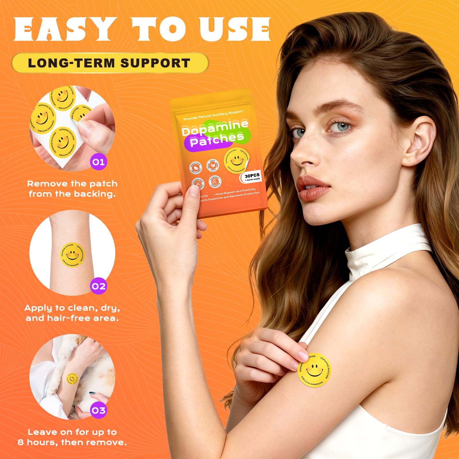 CuqCuzzy dopamine patches packaging shows compact, travel-friendly design.