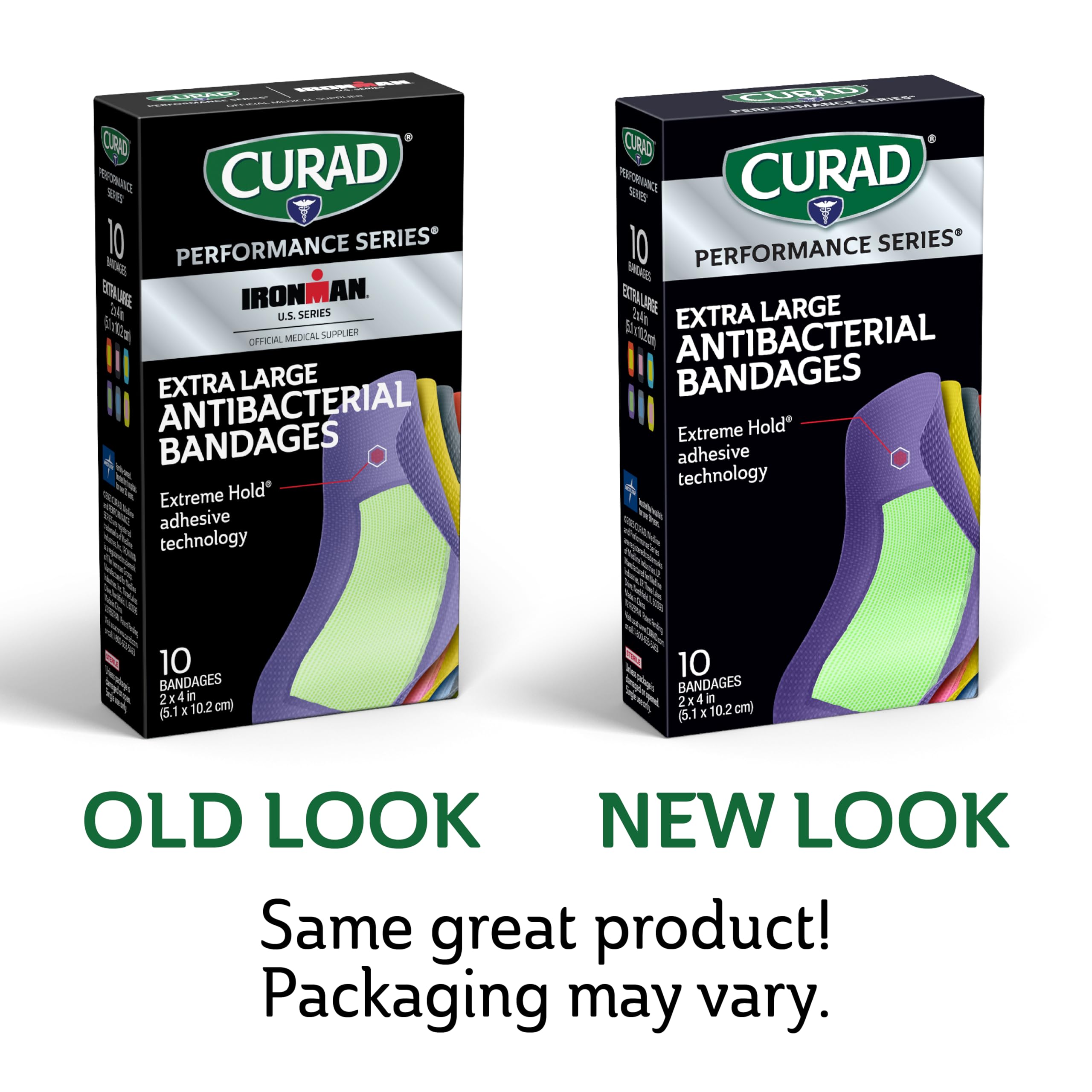 CURAD extra-large 2x4 inch bandage covers larger scrapes securely