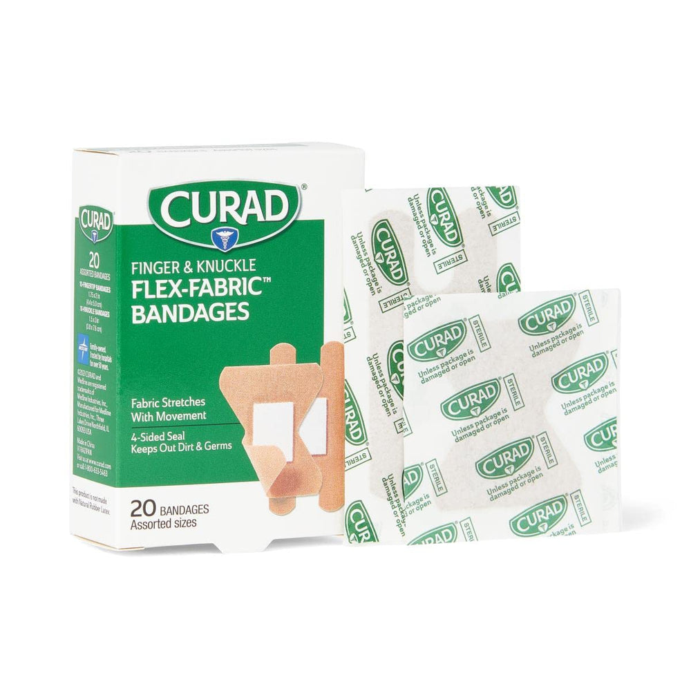 Curad Flex-Fabric bandage adhesive leaves no sticky residue.