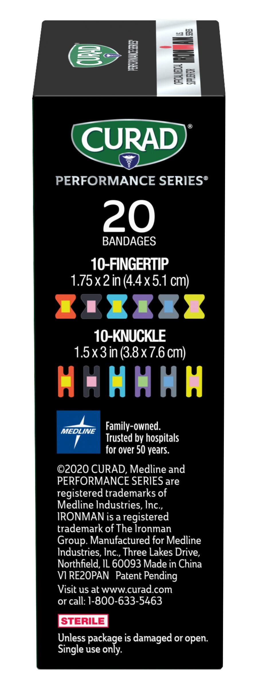 CURAD Ironman flexible woven fabric bandage conforming to movements