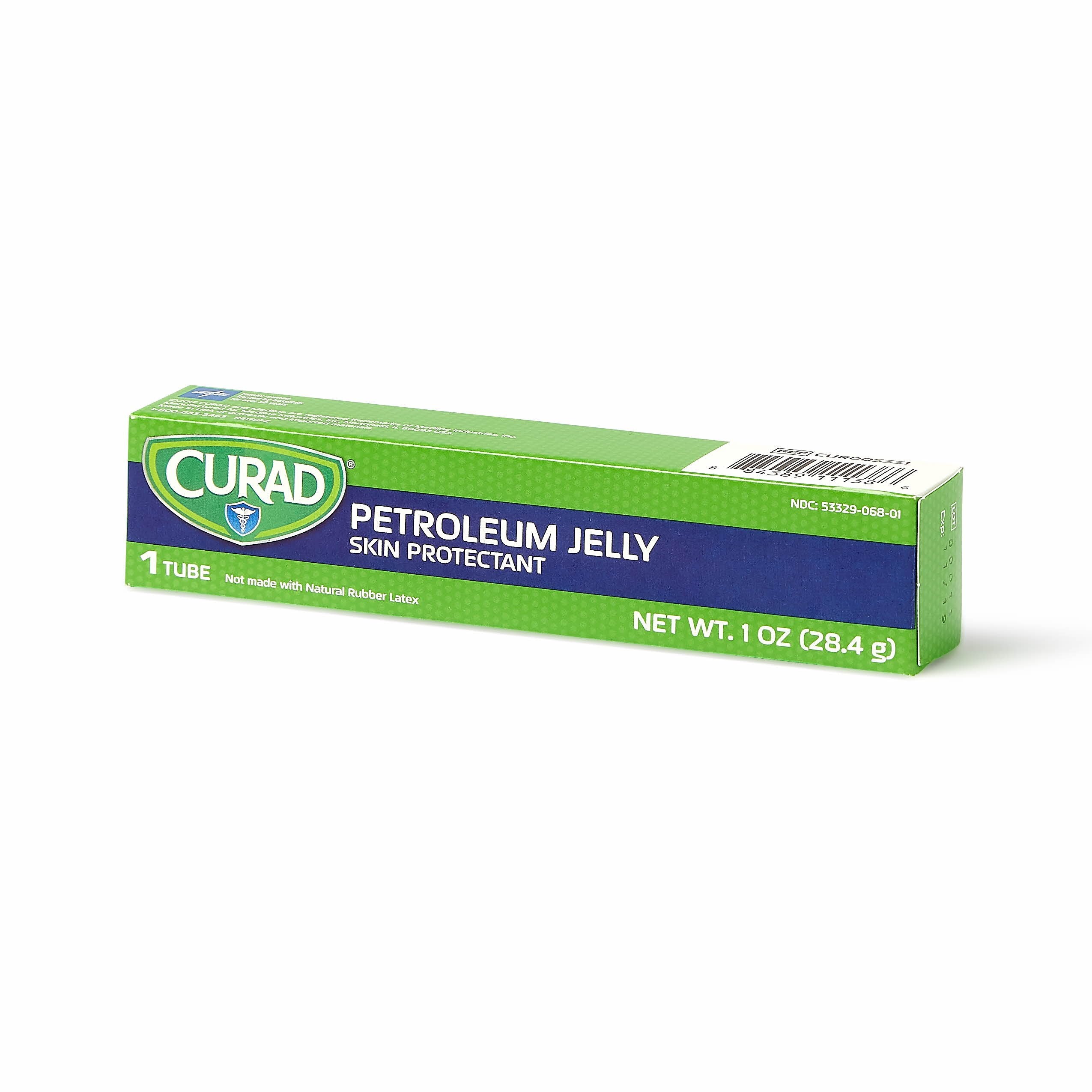 CURAD petroleum jelly moisturizes dry and chapped skin effectively.
