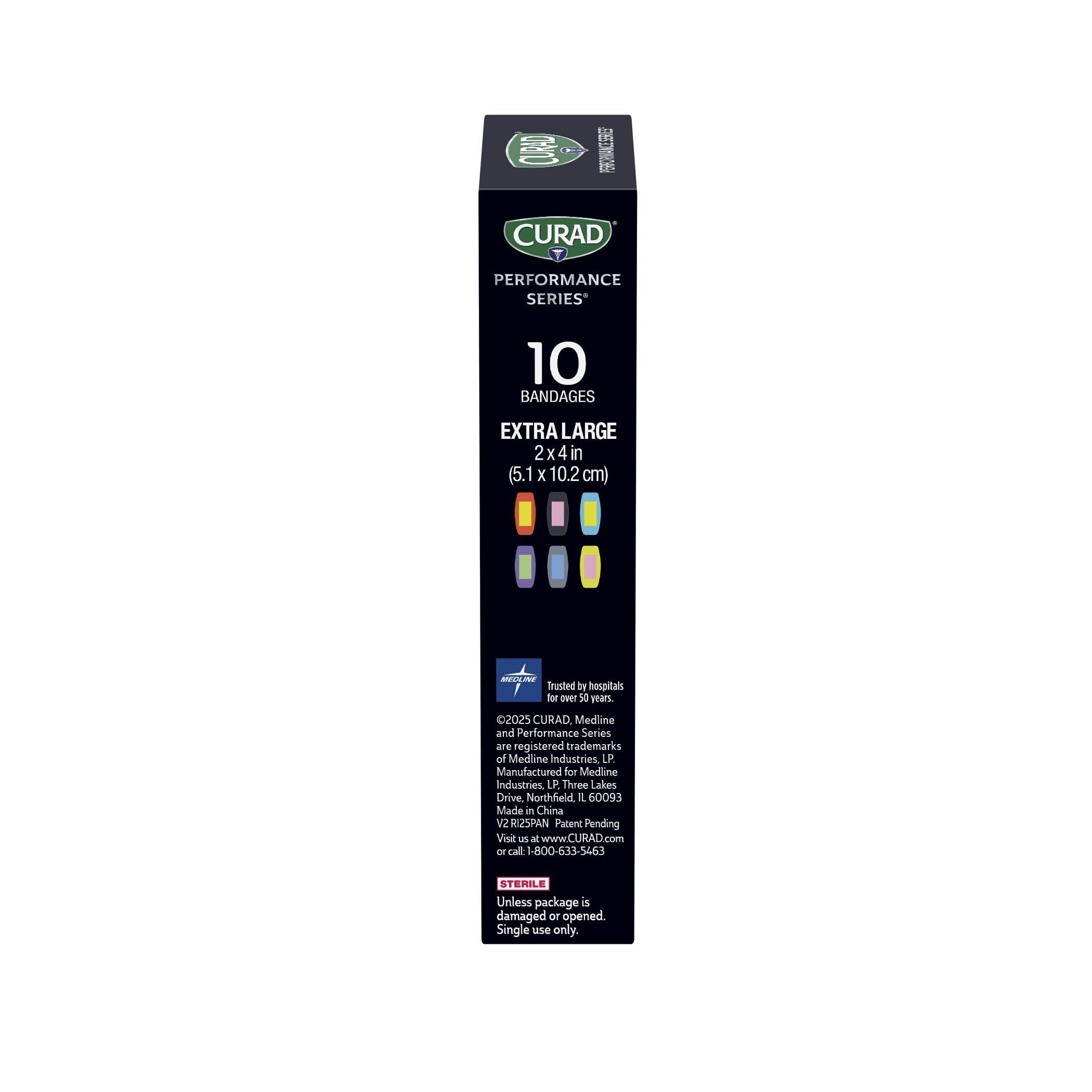 CURAD performance bandage with high absorbency supports messy wounds during activity