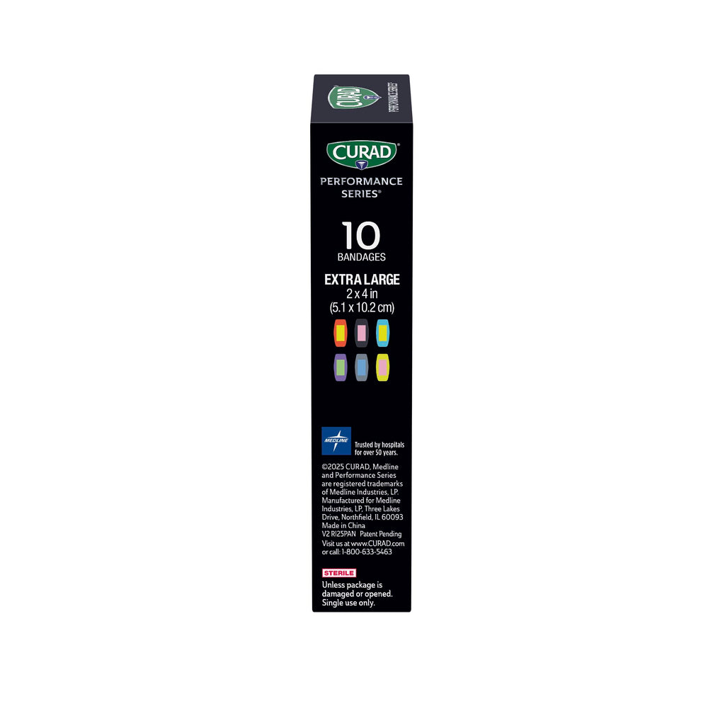 CURAD performance bandage with high absorbency supports messy wounds during activity