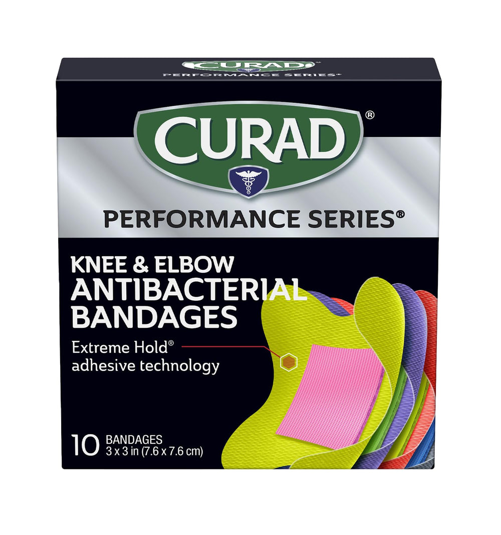 CURAD antibacterial pad on bandage maintaining surface cleanliness during movement