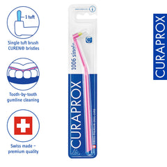 Curaprox CS 1006 single-tuft design closeup emphasizes targeted gum line care