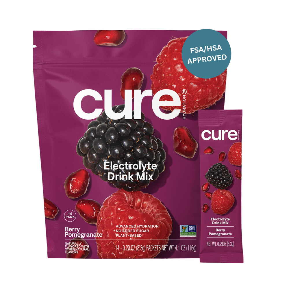 Cure Hydration berry pomegranate pouch ready to mix for refreshing hydration