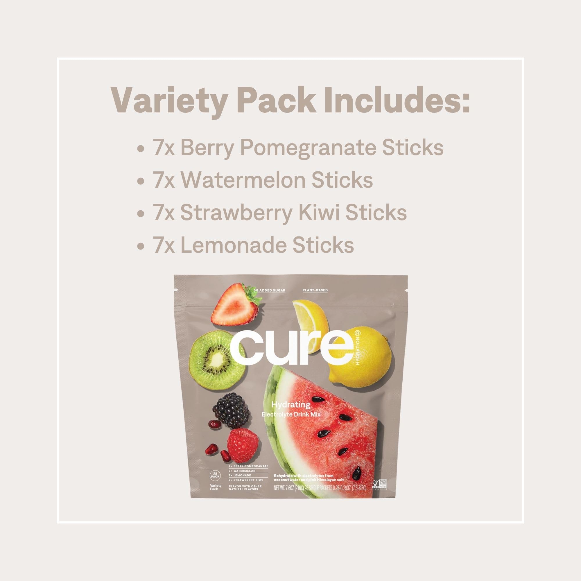 Cure Hydration coconut water based formula featuring natural ingredients for quick hydration