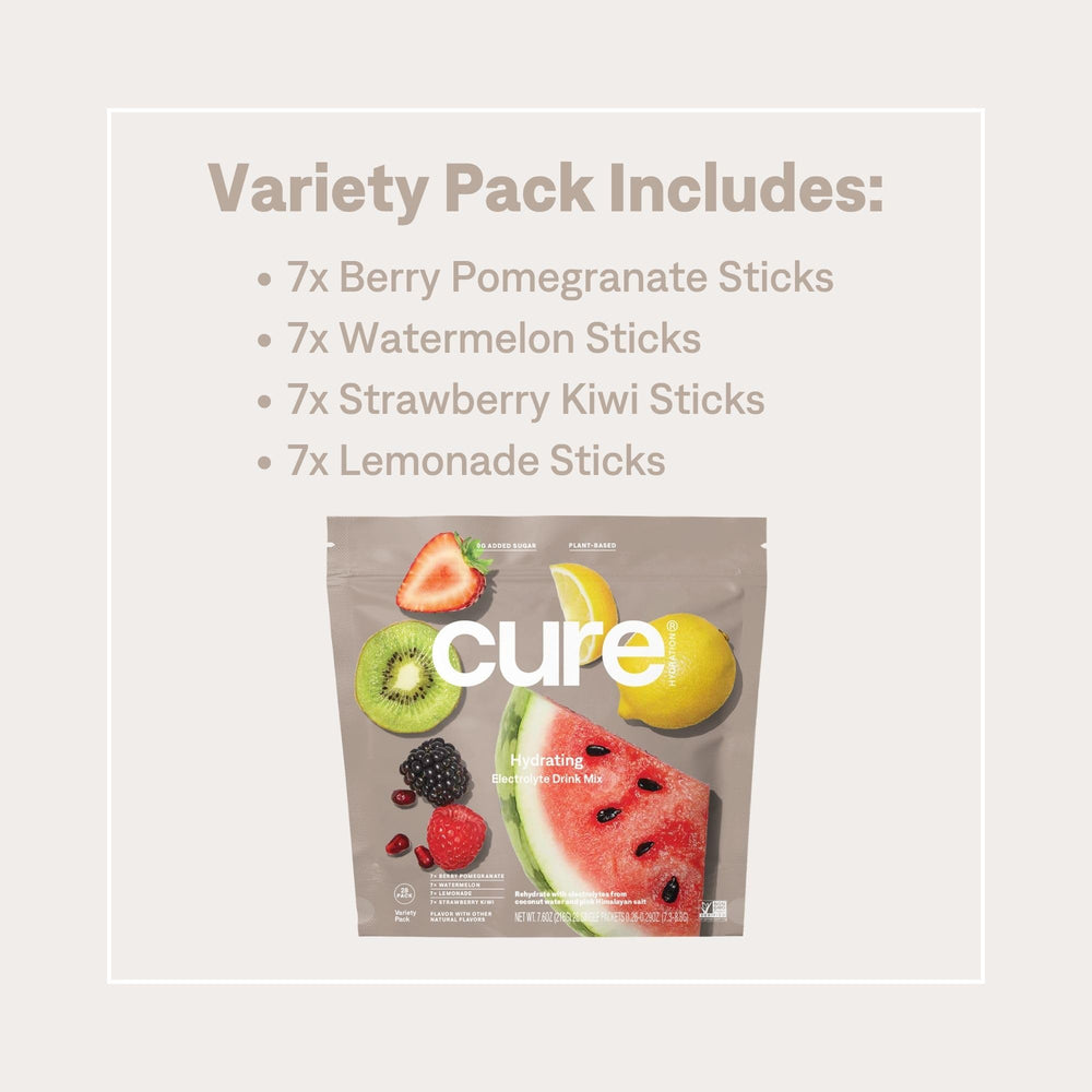 Cure Hydration coconut water based formula featuring natural ingredients for quick hydration