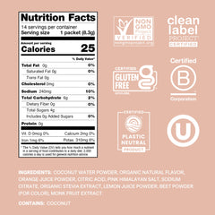 Cure Hydration grapefruit packet pouring into water for quick hydration.