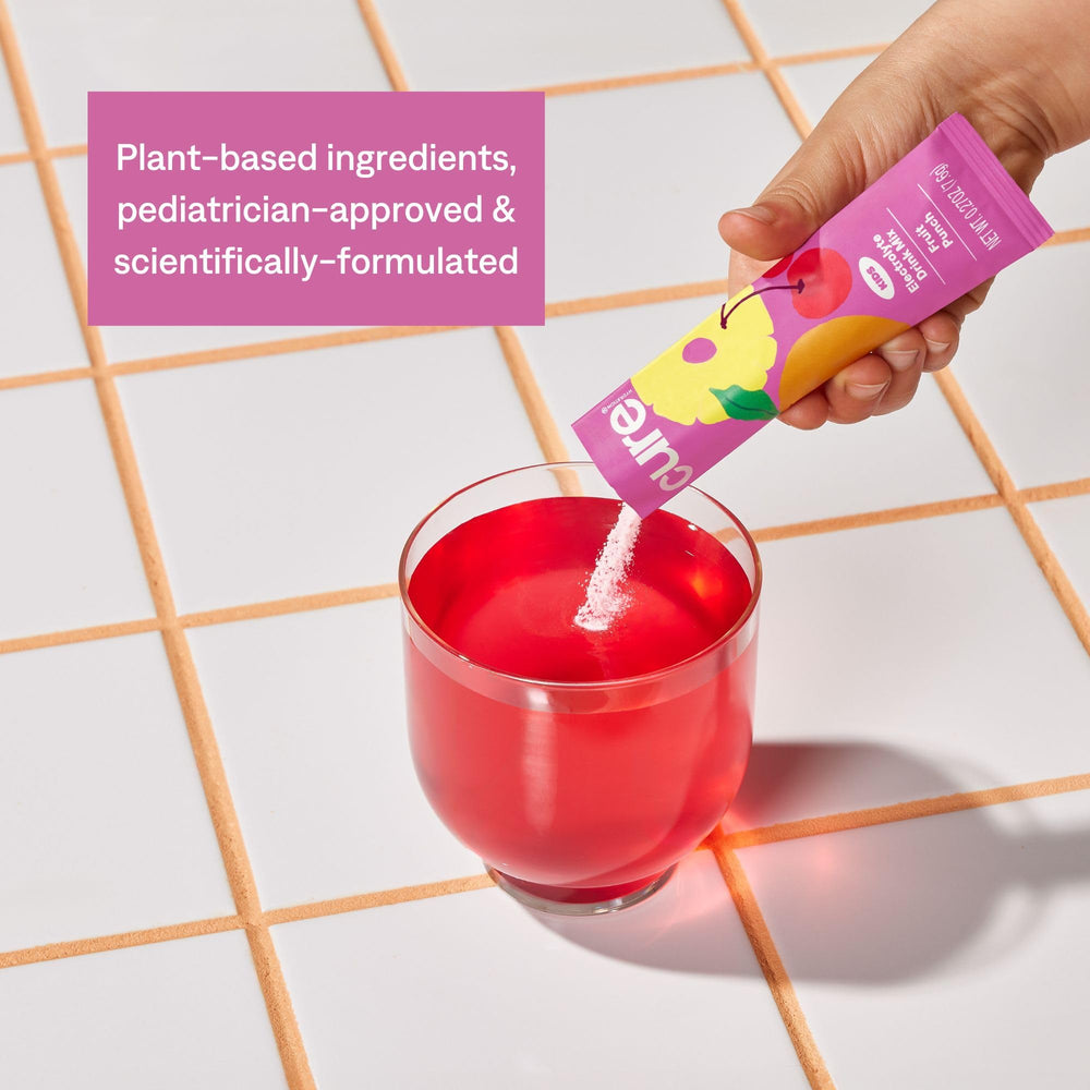 Cure Hydration pour into glass for tasty, kid-friendly hydration
