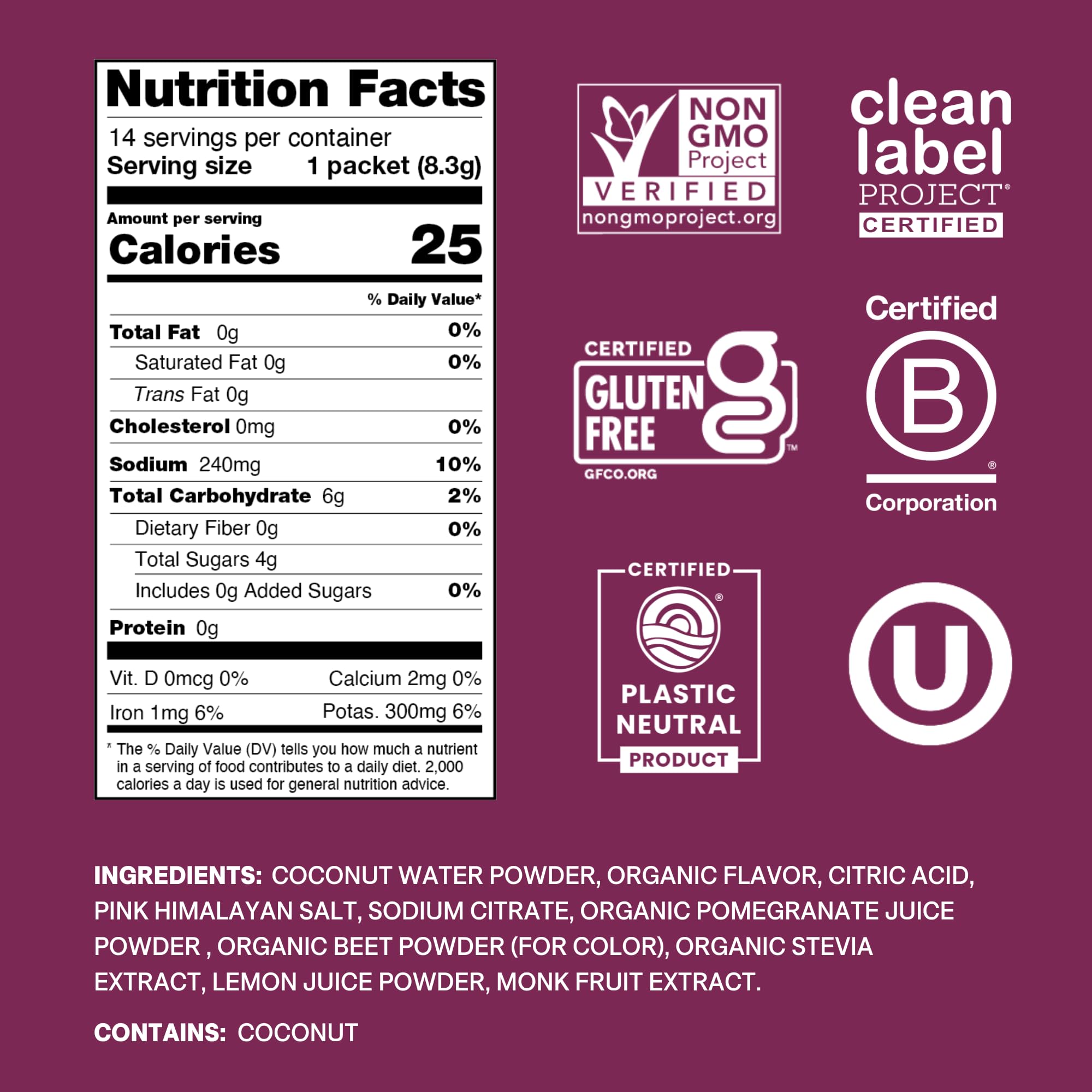 Cure Hydration plant-based ingredients with coconut water for natural electrolyte balance