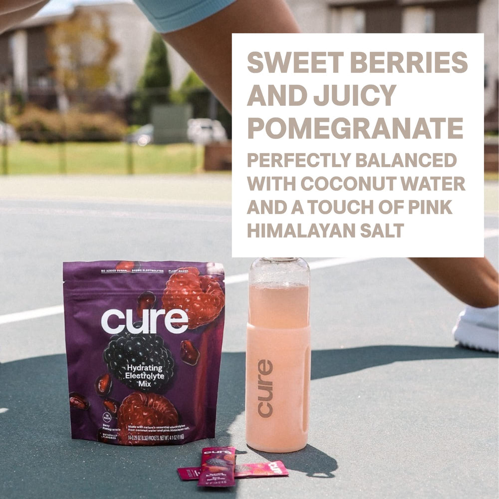Cure Hydration solution in glass demonstrates rapid electrolyte restoration