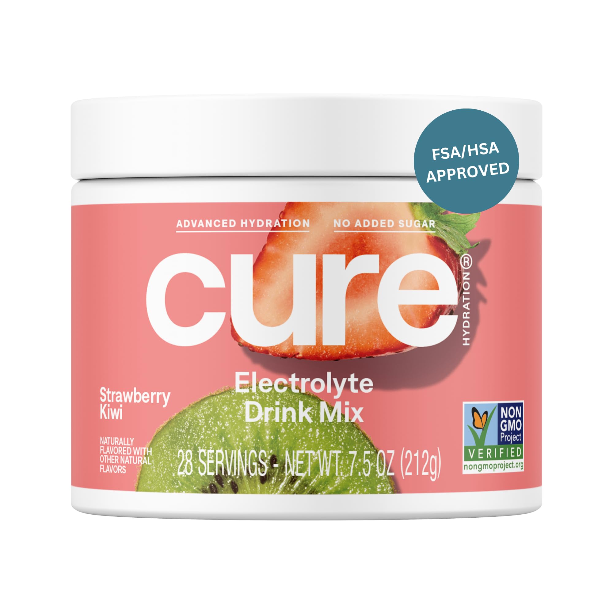 Cure Hydration jar with strawberry kiwi flavor for daily hydration.