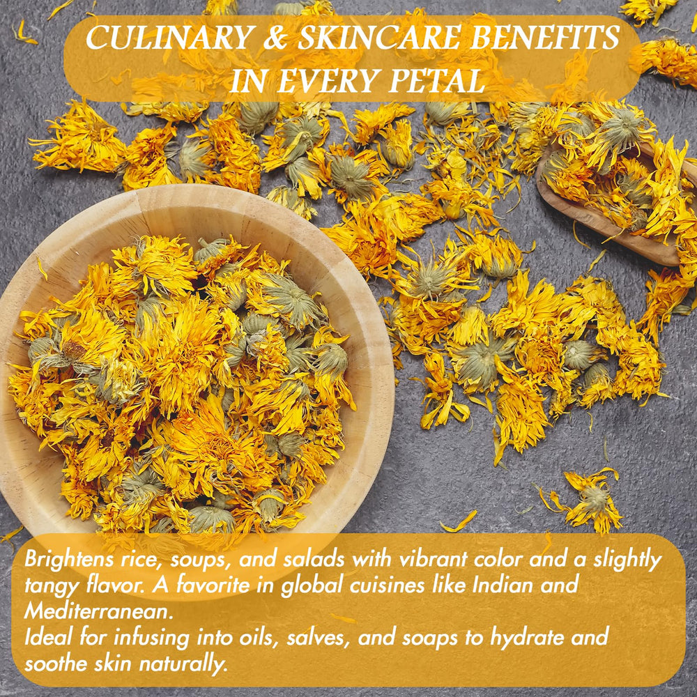 Cure Wid Pure calendula petals for skincare formulations and body care.