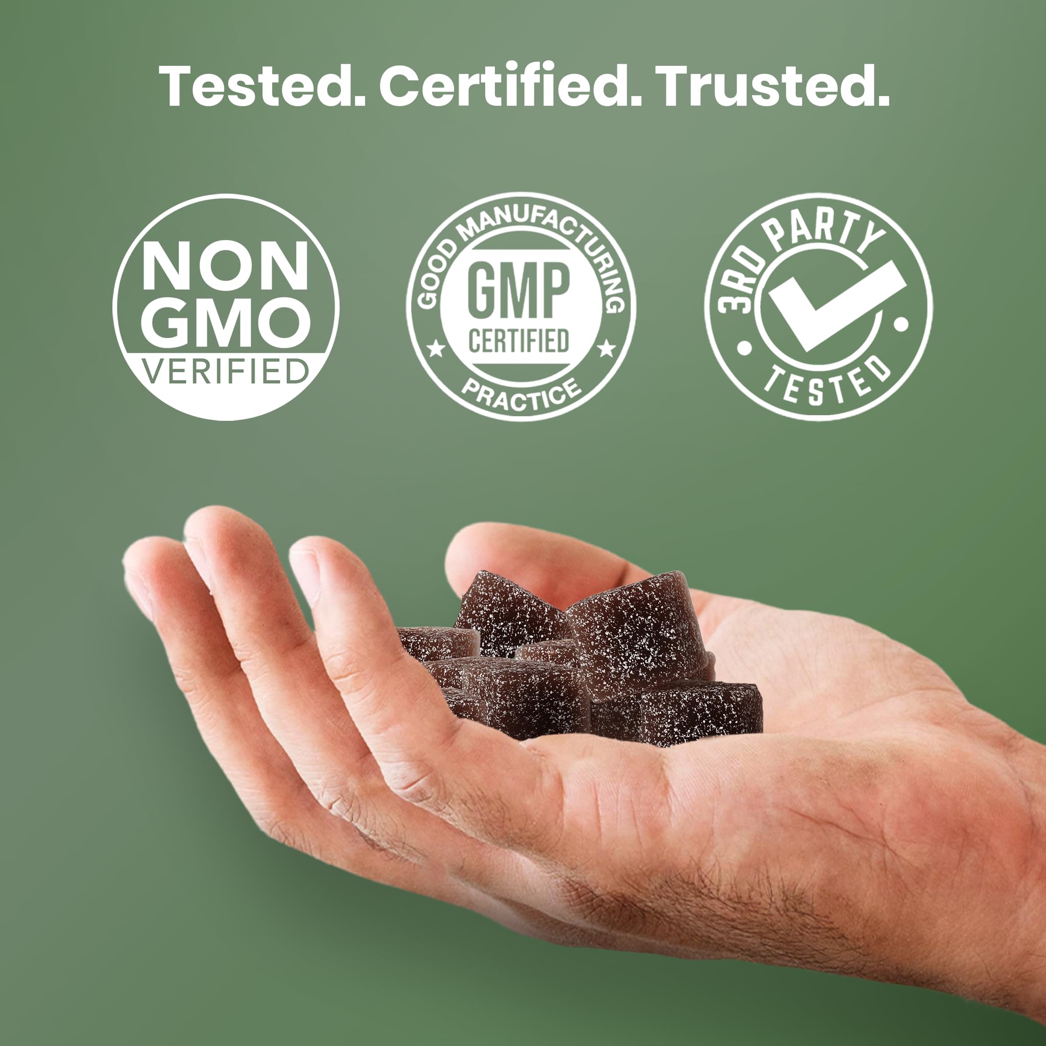 Cured 85+ minerals graphic highlights nutrient spectrum.
