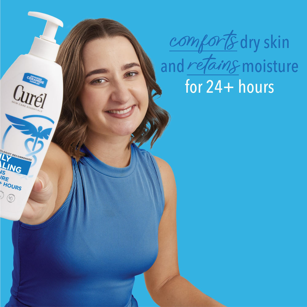 Ingredients focus on Advanced Ceramide Complex in Curel Daily Healing lotion.
