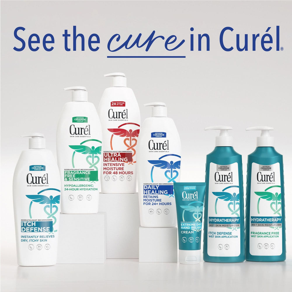 Curel Daily Healing Body Lotion fast-absorbing texture on skin after application.