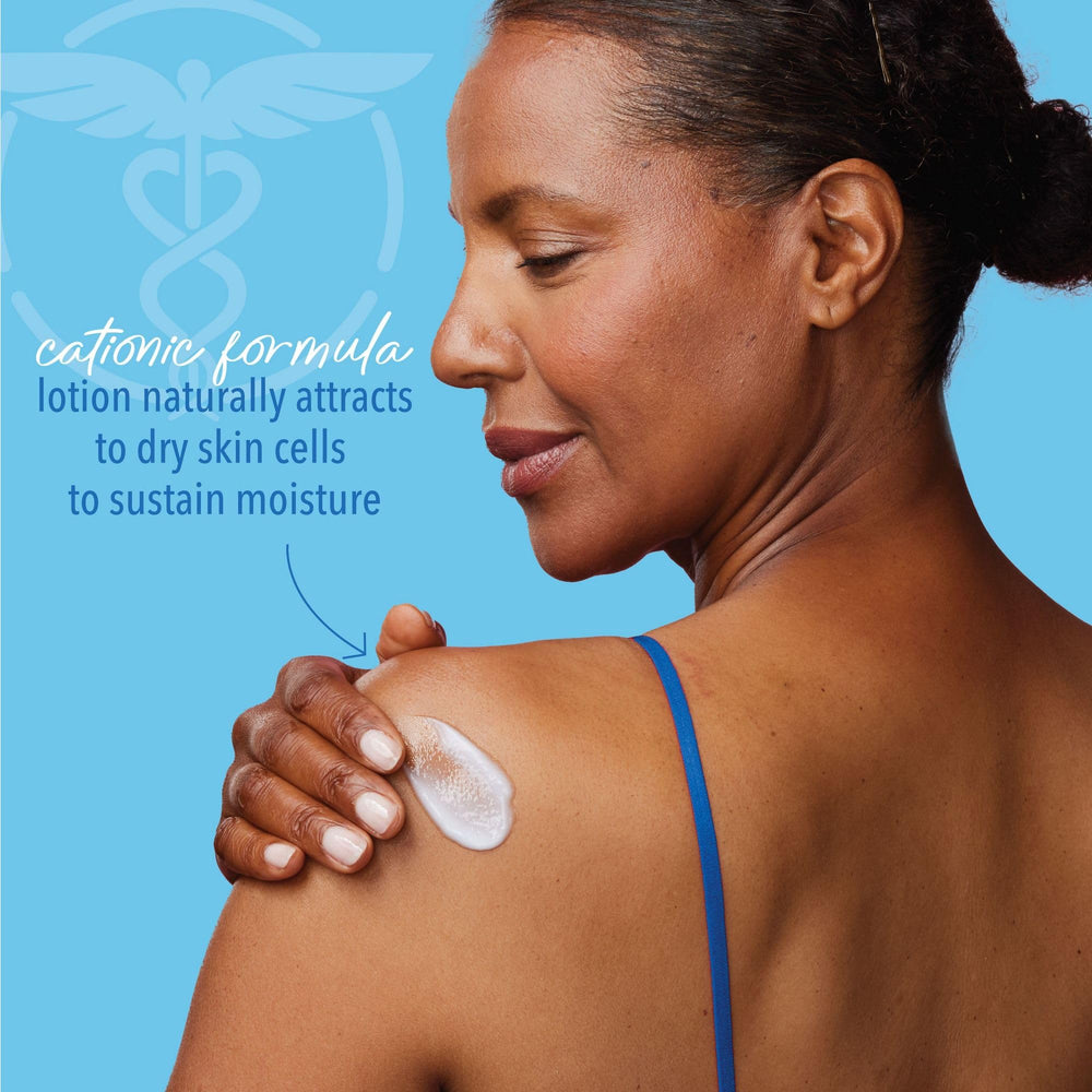 Curel Daily Healing Body Lotion for sensitive skin on applicator demonstrates gentle moisturization.