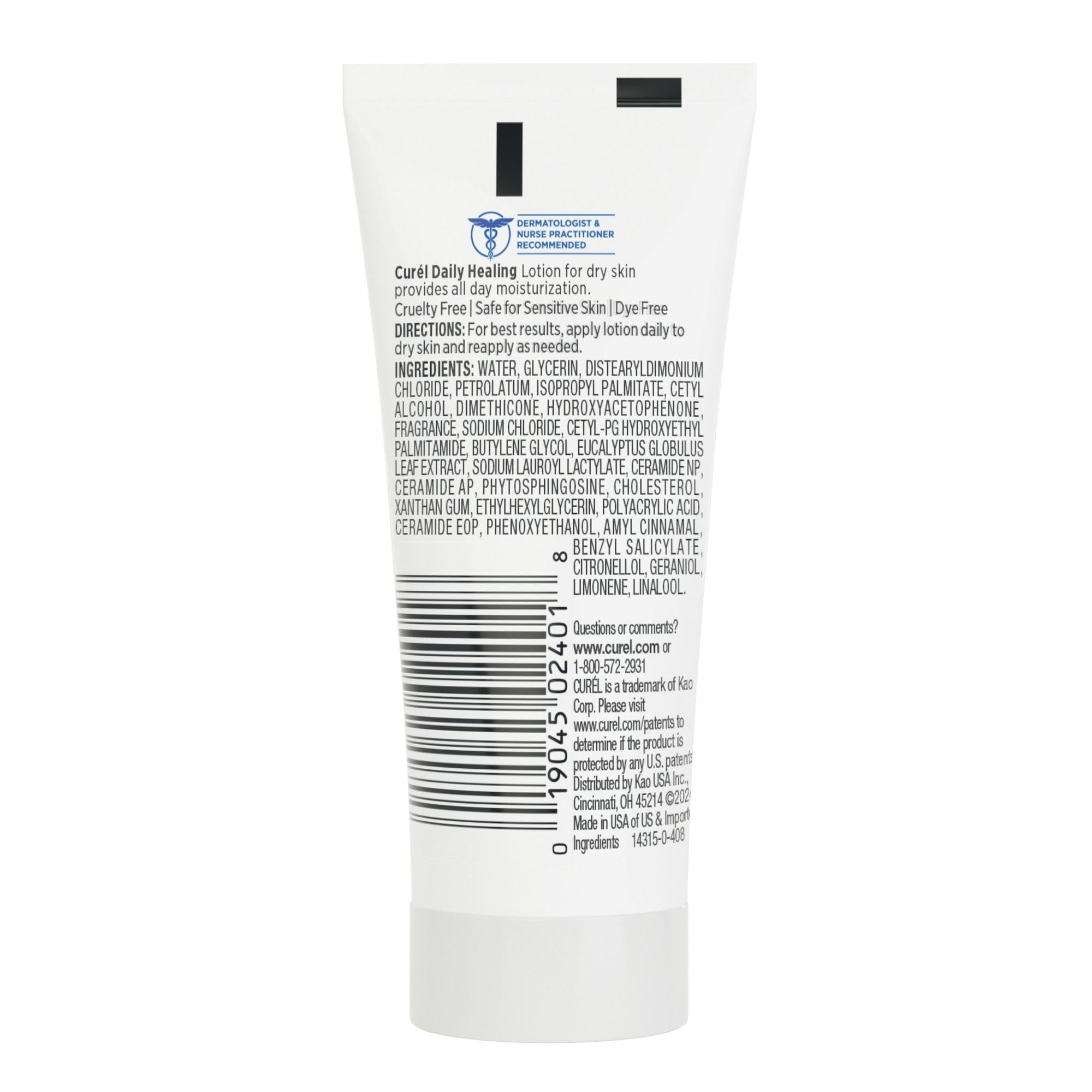 Curel Daily Healing Body Lotion cruelty-free and vegan-friendly formula for sensitive skin.