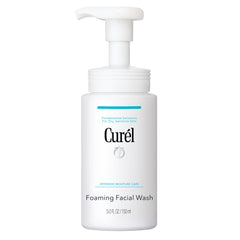 Curel foaming face wash bottle showing gentle cleanse for dry sensitive skin