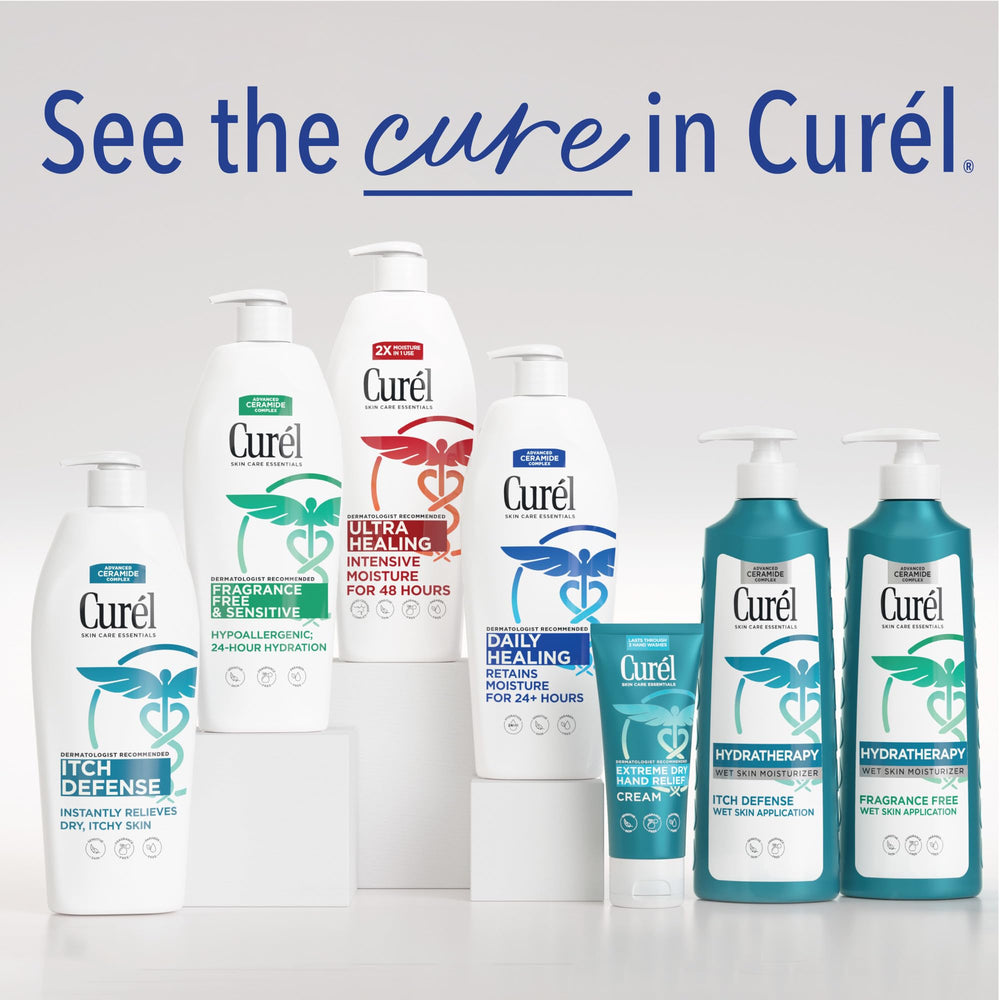 Curél lotion absorbing into skin without greasiness
