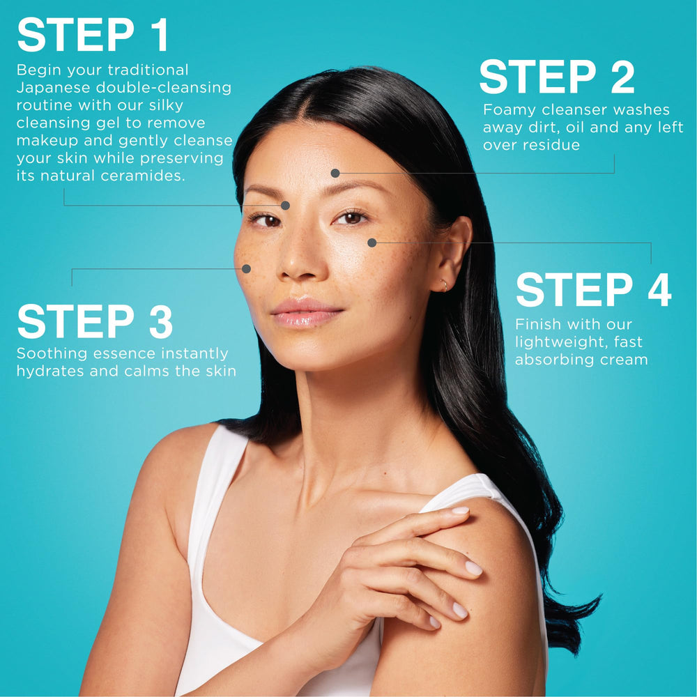 Gel cleanser image highlighting gentle cleansing for dry skin by Curel.