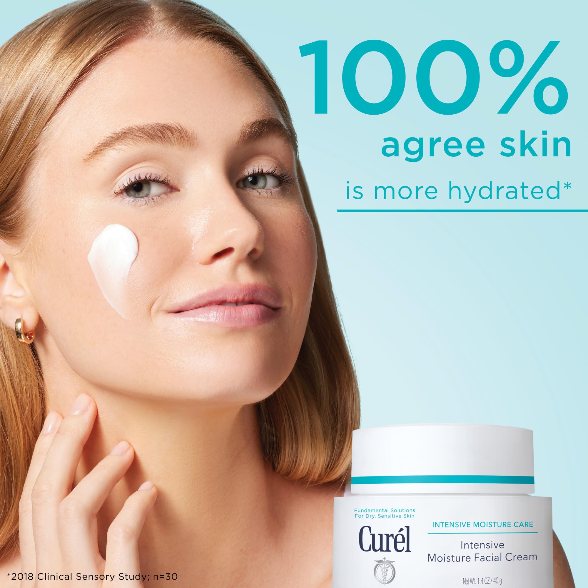 Curel intensive cream application demonstrates easy, mess-free dispensing.