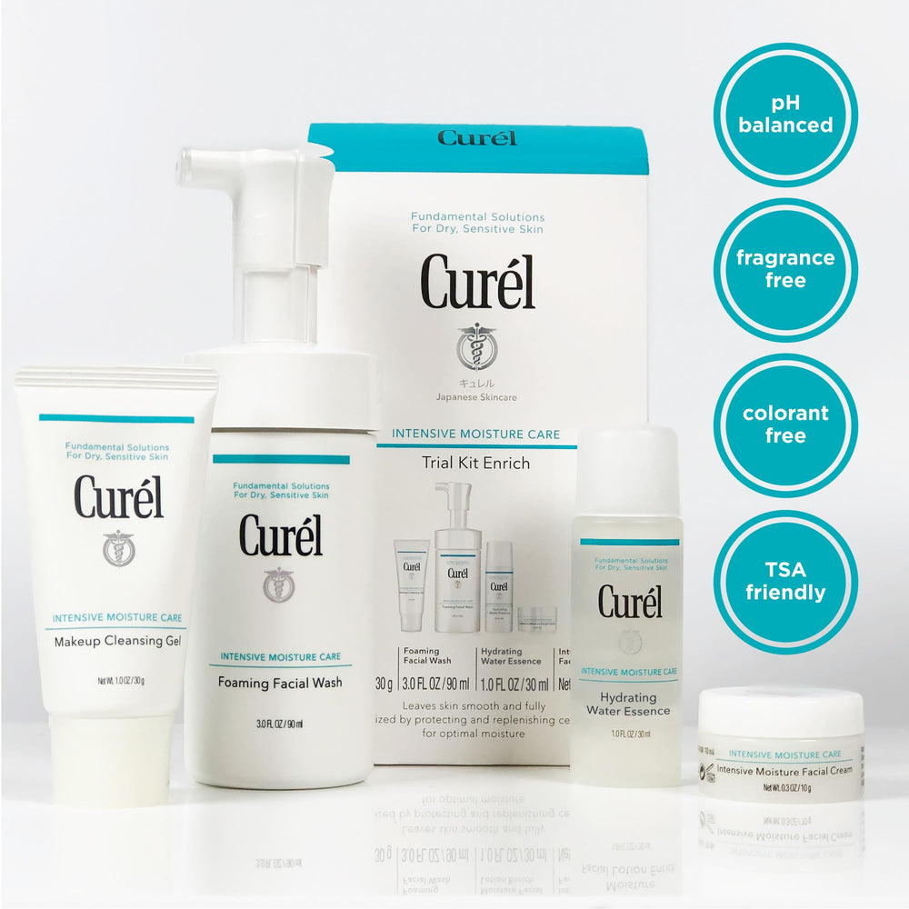 Curel makeup cleansing gel for face in a compact bottle for gentle pre-cleanse.