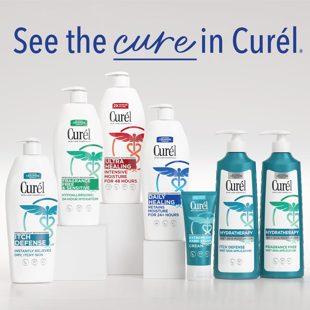 Curel moisture barrier boost via ceramides on freshly towel-dried skin