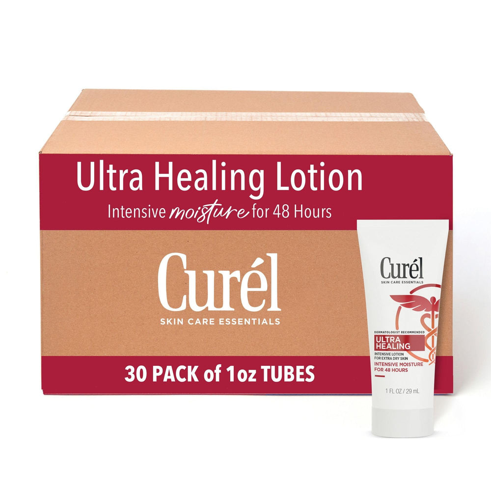 Curel Ultra Healing Intensive Lotion 1oz bottle for ultra-dry skin relief and easy application