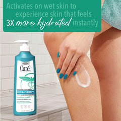 Curel wet-skin lotion applied in shower on damp skin for quick absorption