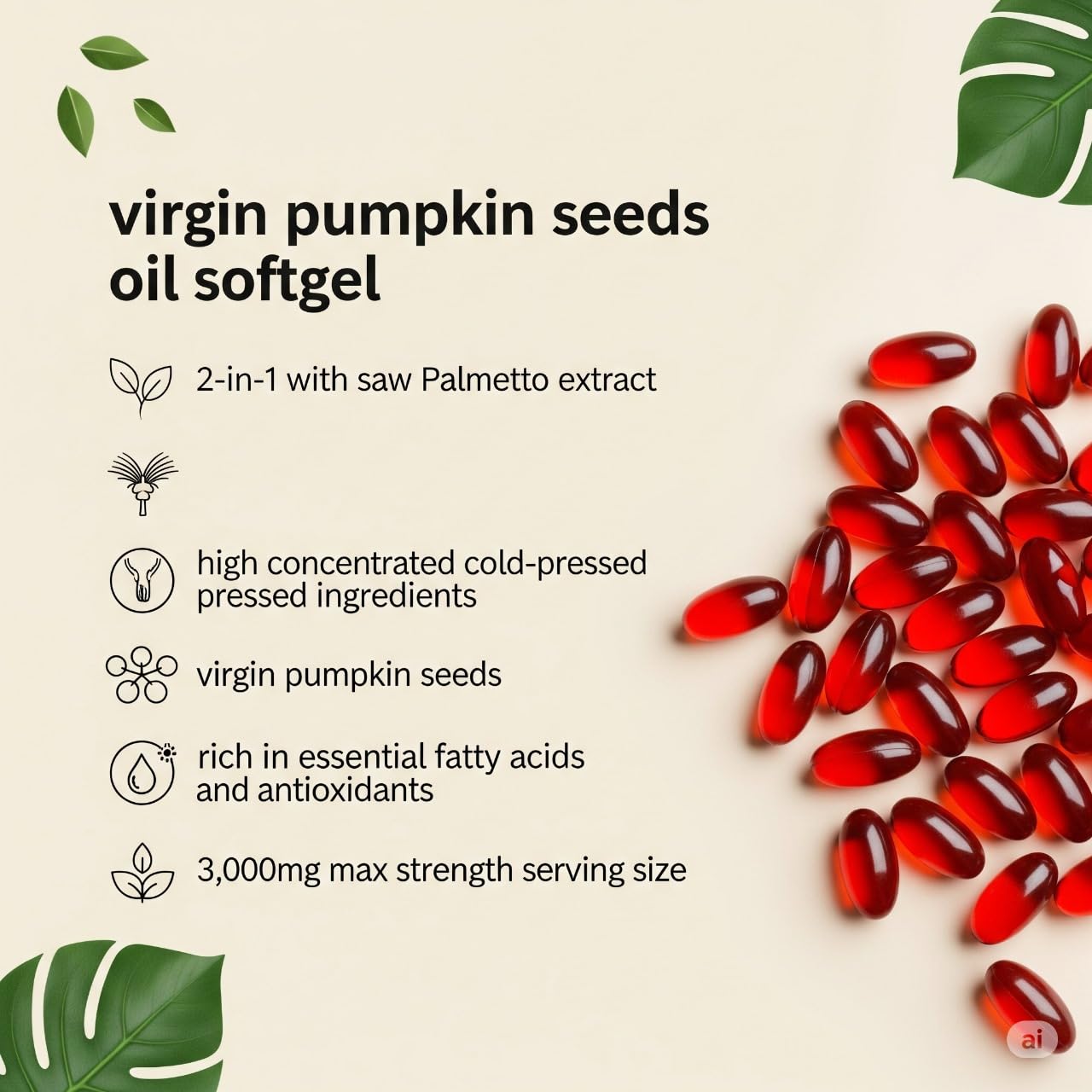 Cures For Life pumpkin seed oil packaging conveying value and long shelf life