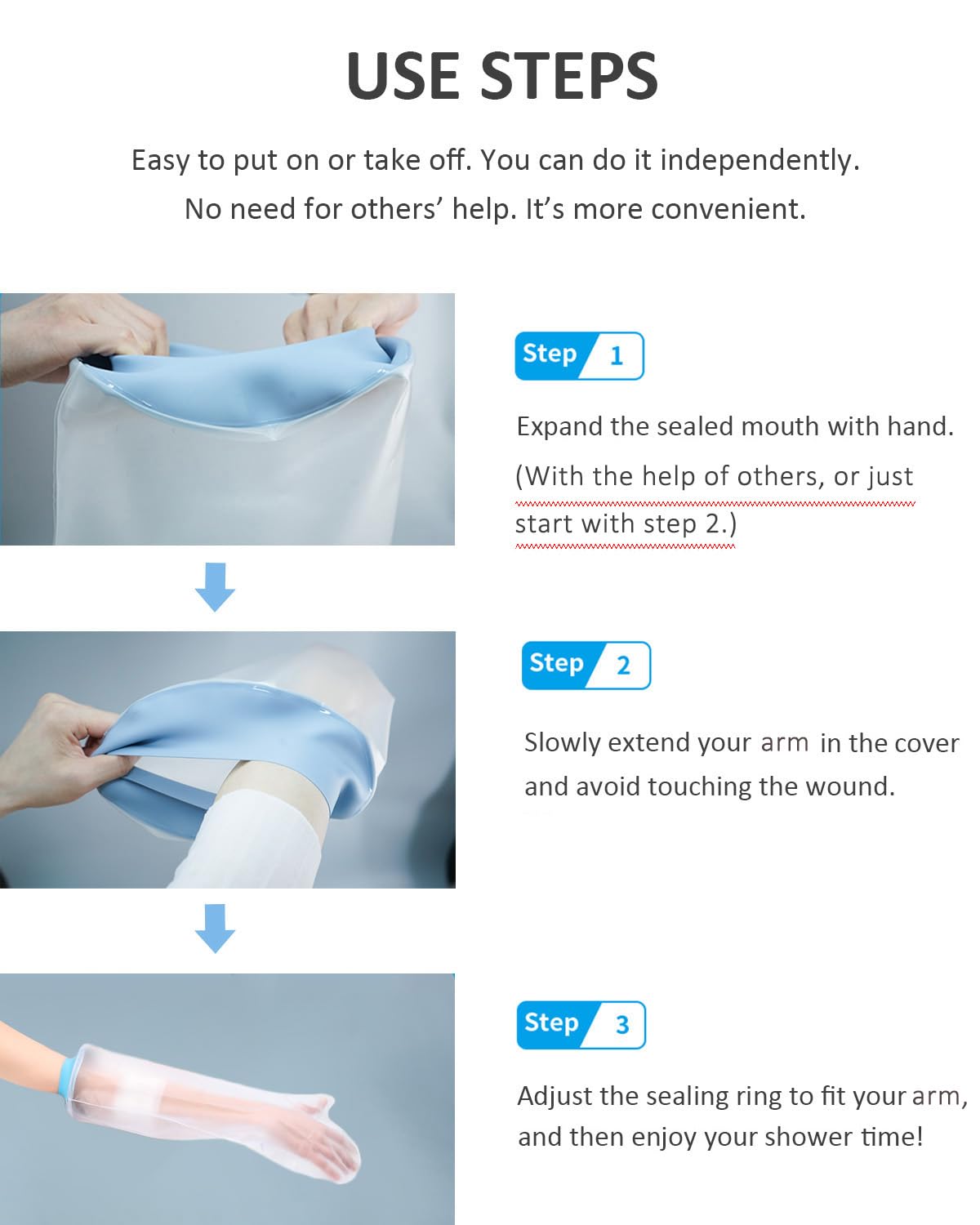 CureSquad arm-surgery protector keeps bandages dry during recovery