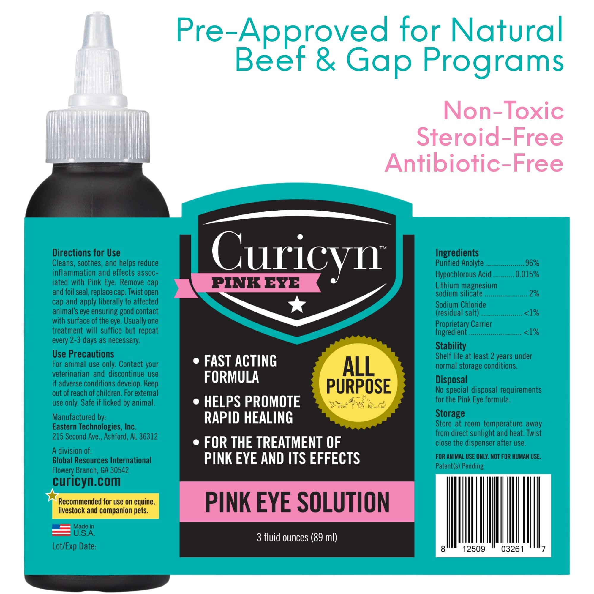 Curicyn dog eye drops application showing fast coverage for irritation
