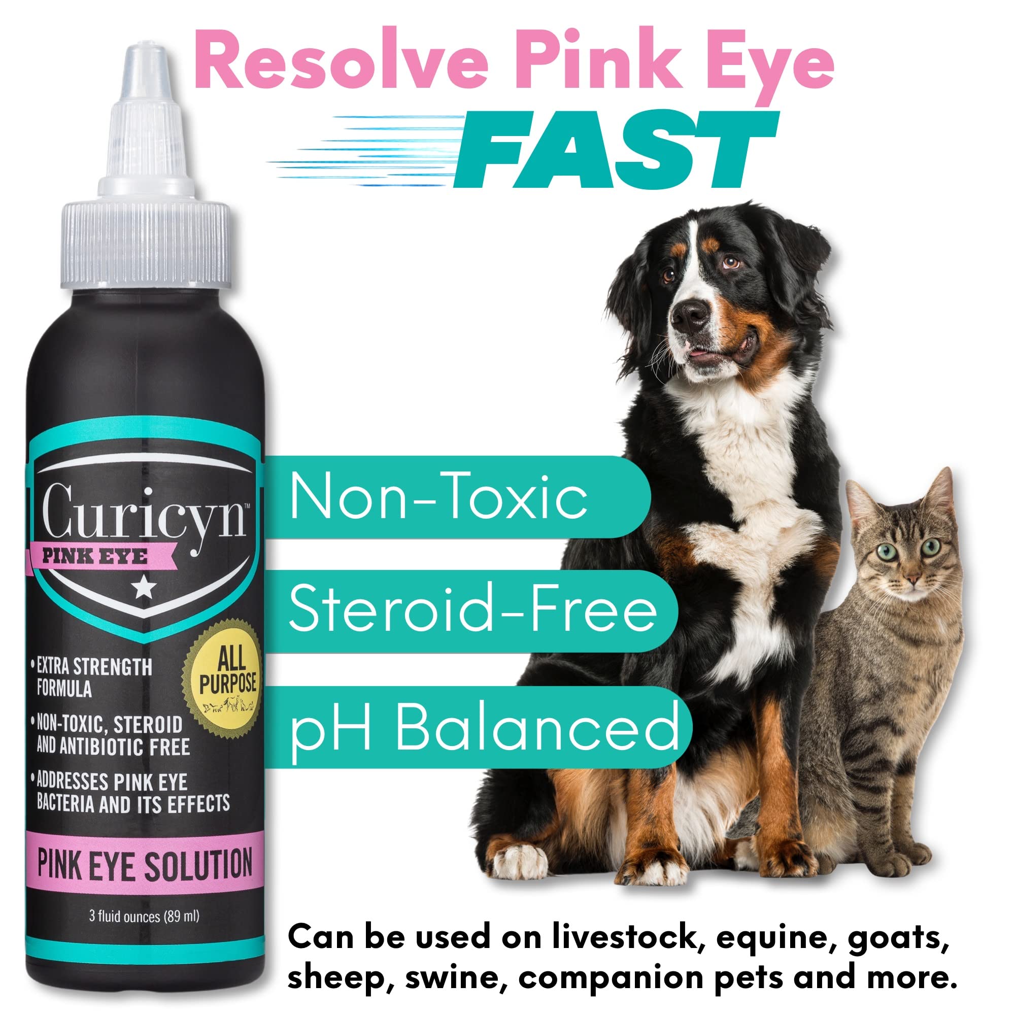 Curicyn pink eye solution for livestock-use supports rapid comfort