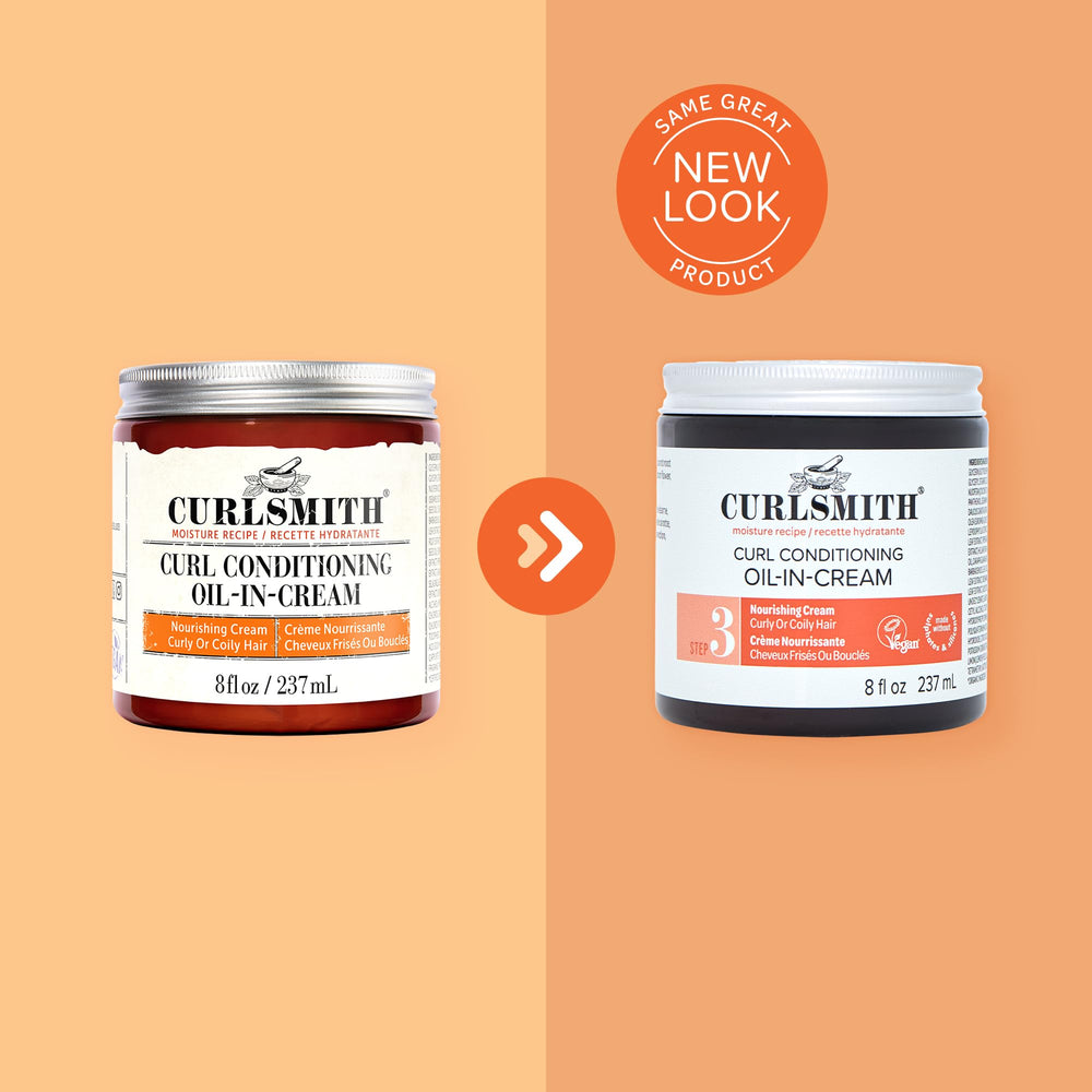 Curlsmith Curl Conditioning Oil in Cream label detail signaling clean vegan cruelty-free formula
