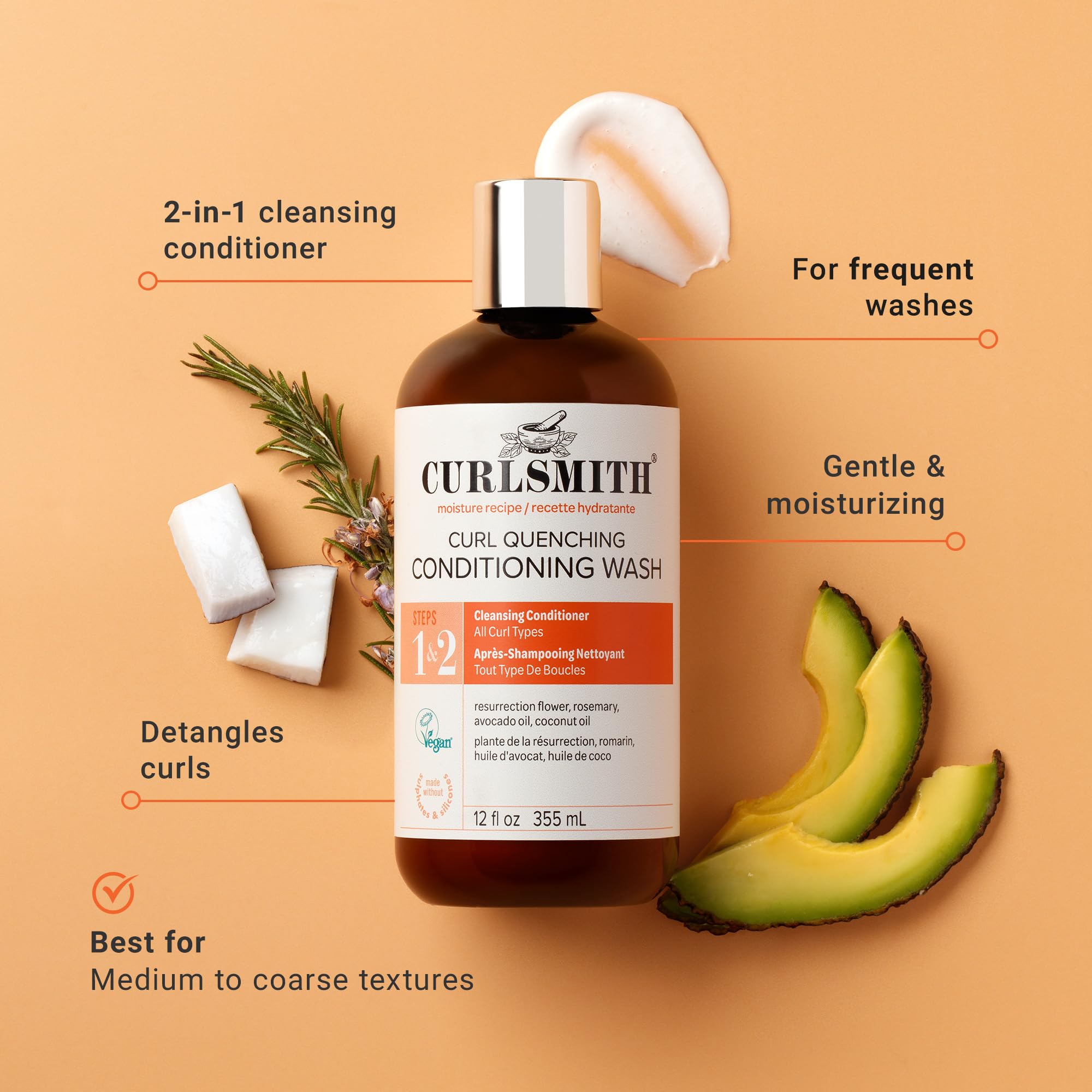 Curlsmith Curl Quenching Conditioning Wash creamy, lather-free formula for moisture