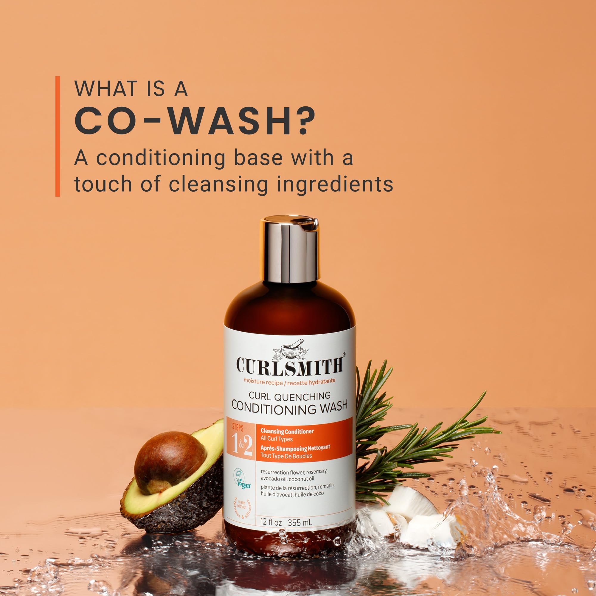 Curlsmith Curl Quenching Conditioning Wash dispensing cap for mess-free use