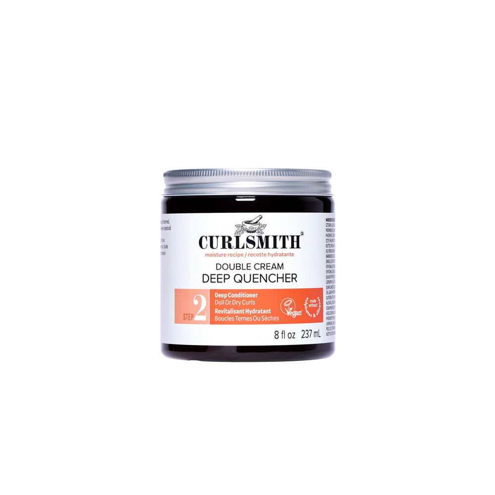 Curlsmith Double Cream Deep Quencher jar front showing moisture for ultra-dry curls