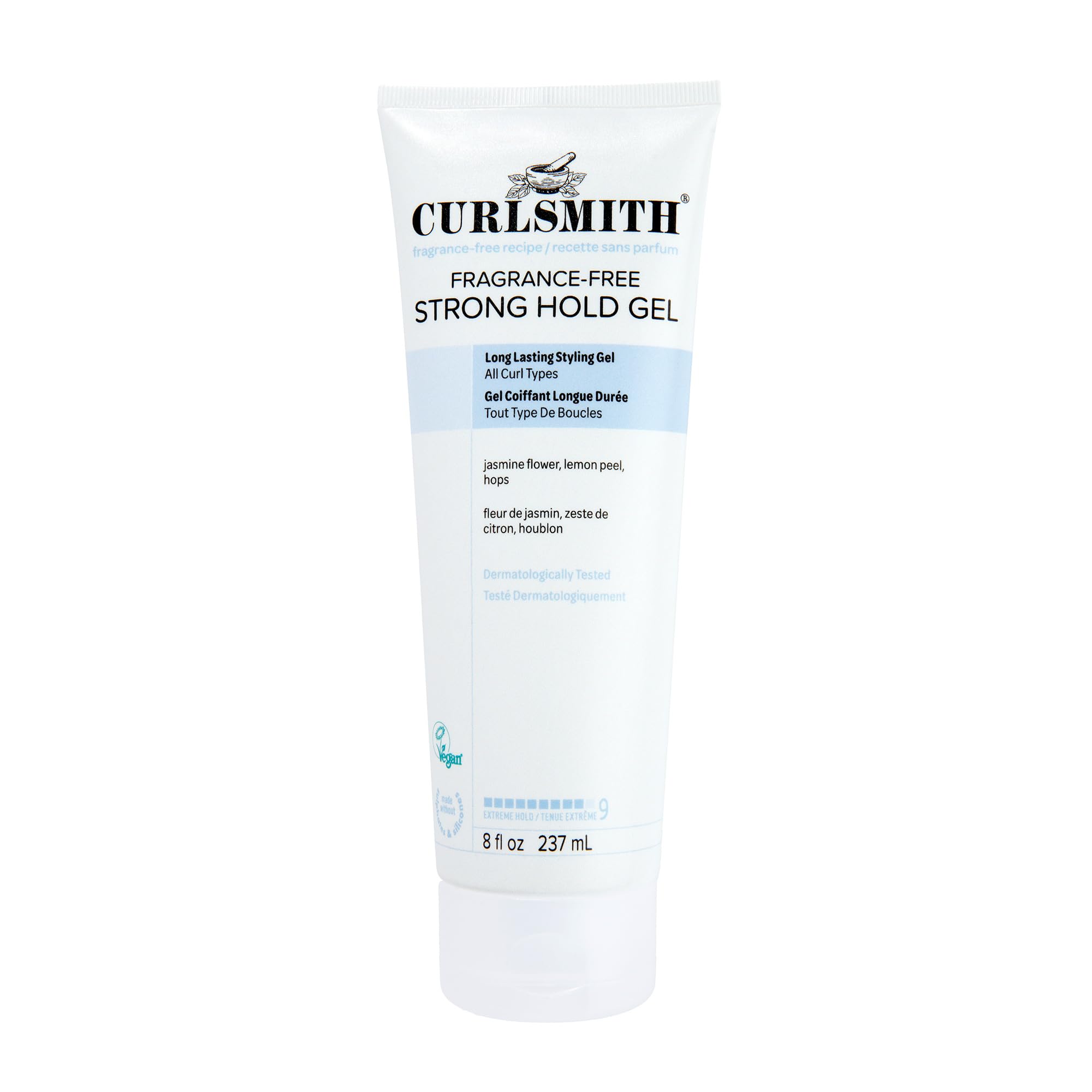 CurlSmith fragrance-free strong hold gel bottle defines curls with frizz control
