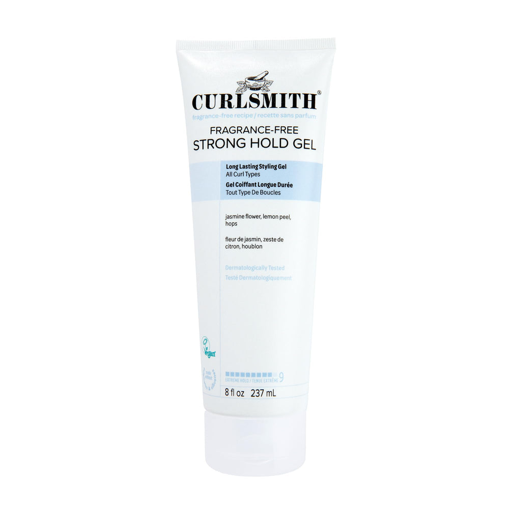 CurlSmith fragrance-free strong hold gel bottle defines curls with frizz control