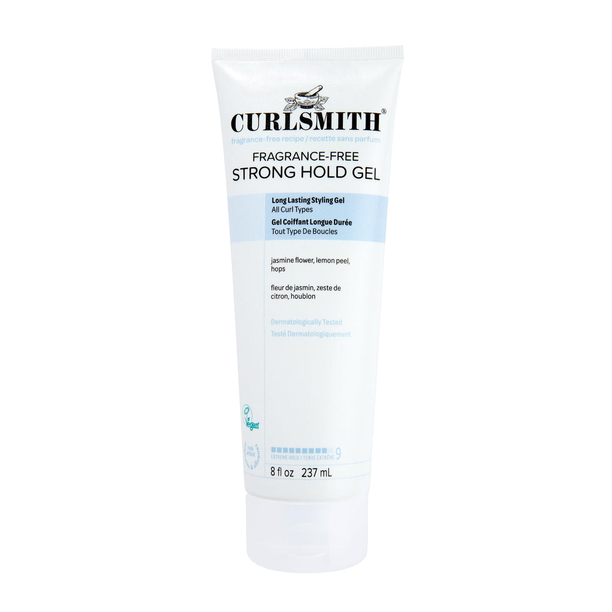 CurlSmith fragrance-free strong hold gel bottle defines curls with frizz control